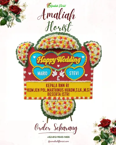 Karangan Papan Bunga Pernikahan di Ngrajek